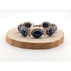 VTG‎ Lapis Lazuli with Pyrite Matrix Link Bracelet Jewelry Fits 7.5-7.75in. **